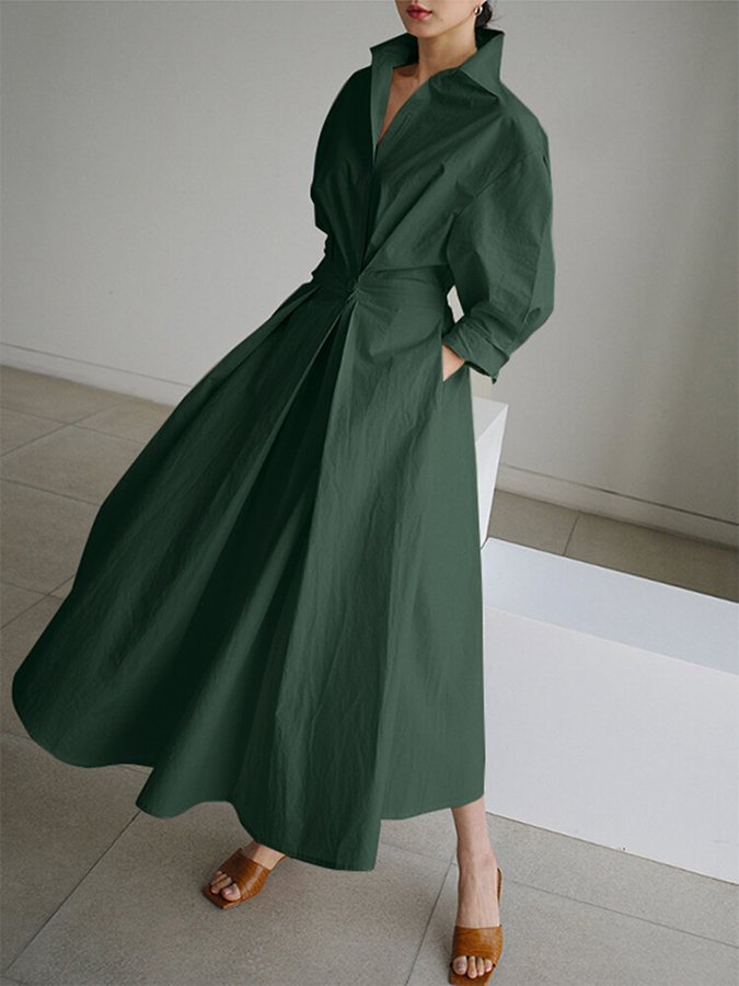 Camille | Women’s Belted Shirt Maxi Dress