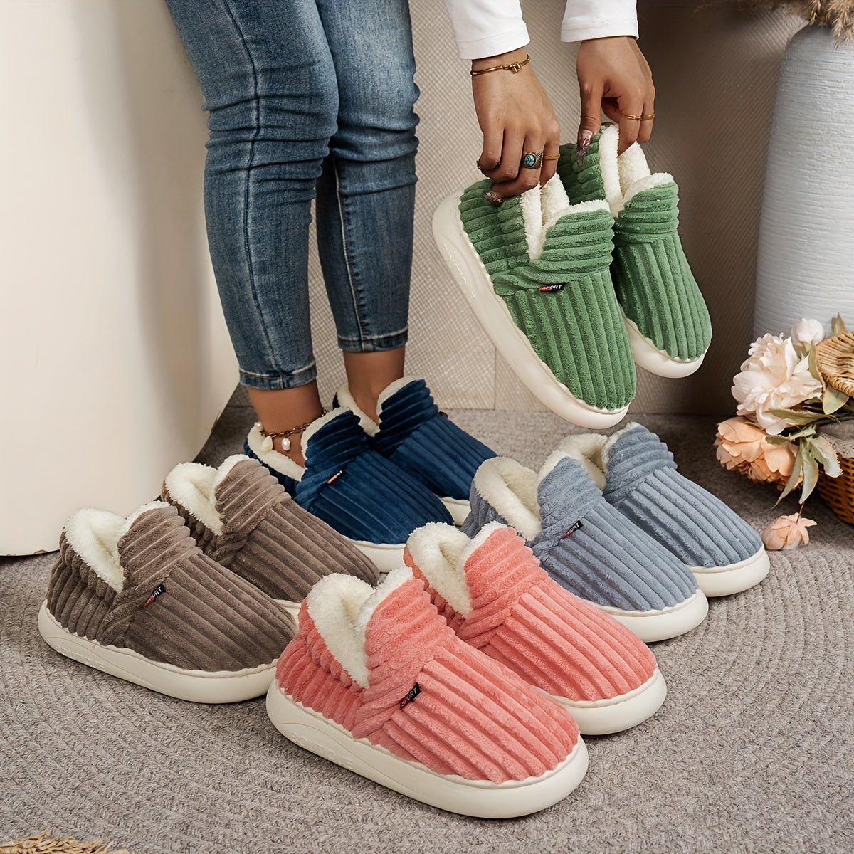 Amelia™ | Warm Wool-Lined Winter Slippers