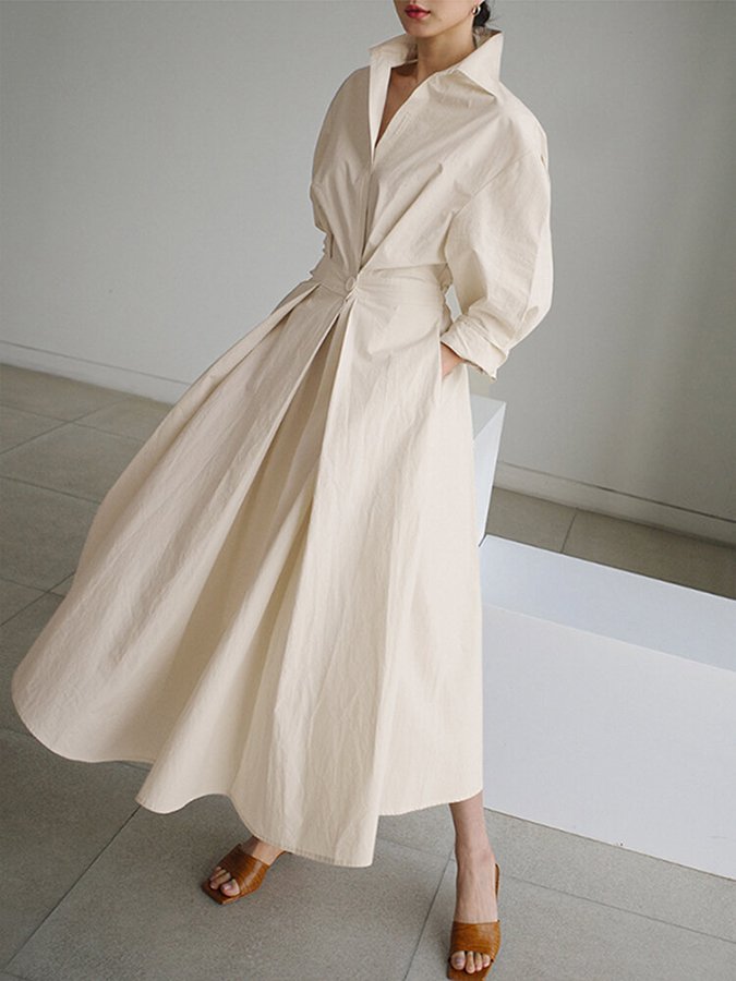 Camille | Women’s Belted Shirt Maxi Dress