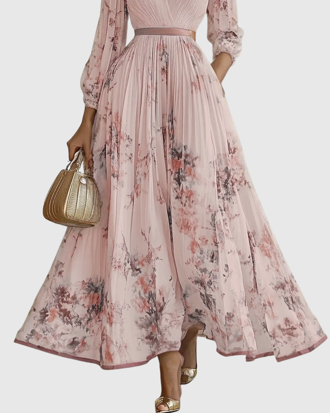 Bella | Womens Sleeveless Pleated Floral Midi Dress
