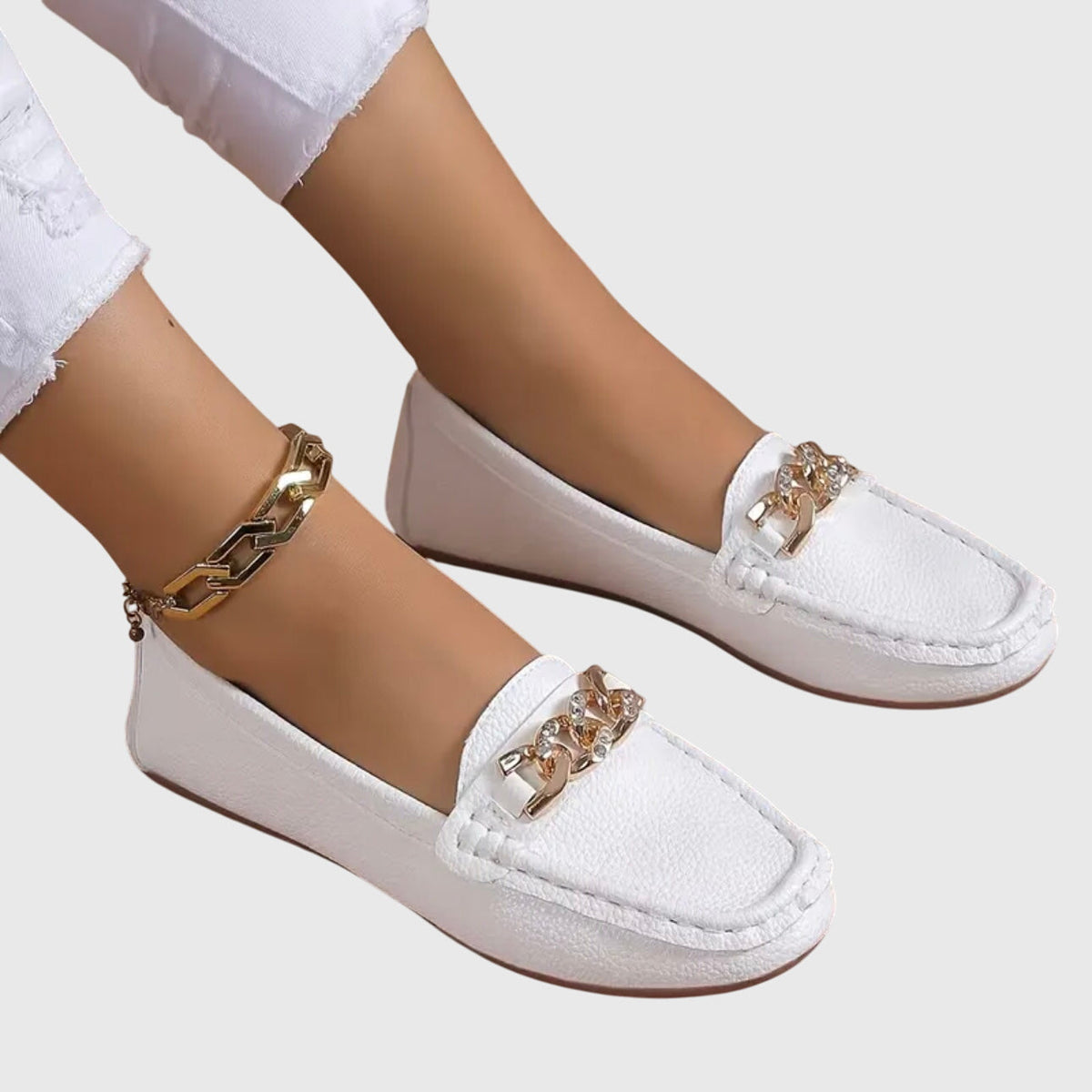 Melissa | Leather Loafers with Chain Detail for Women