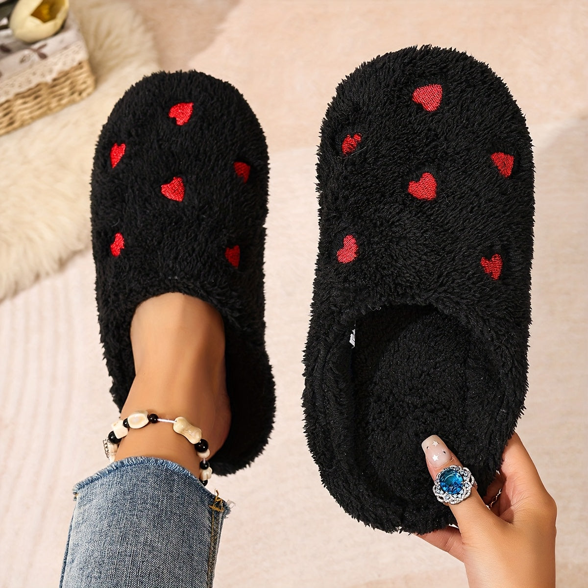 Emily™ | Ultra-Soft Heart House Slippers