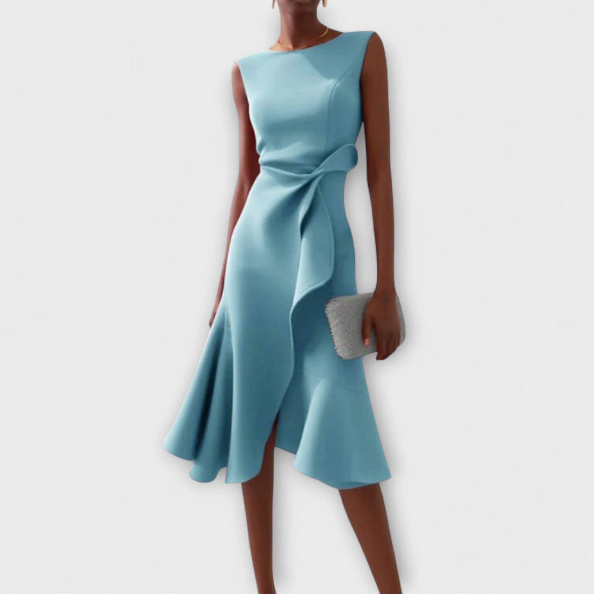 Ava | Women’s Elegant Sleeveless Ruffle Midi Dress