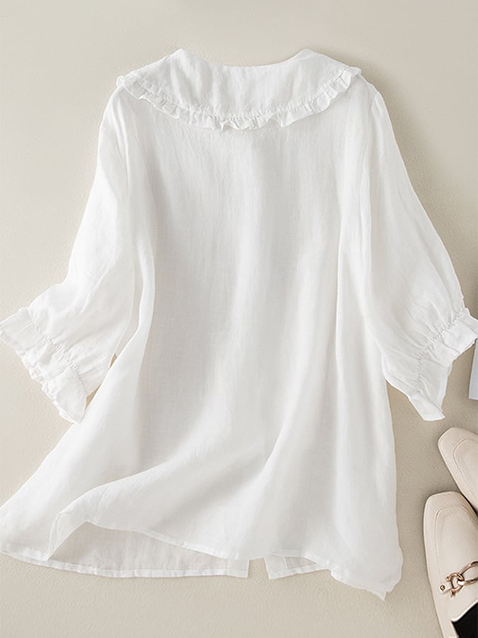Emma | Women Loose Fit Ruffle Collar Shirt