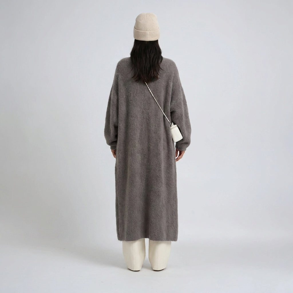 Luna Fashion House | Long Open Wool Cardigan - Women's Soft Knit Sweater