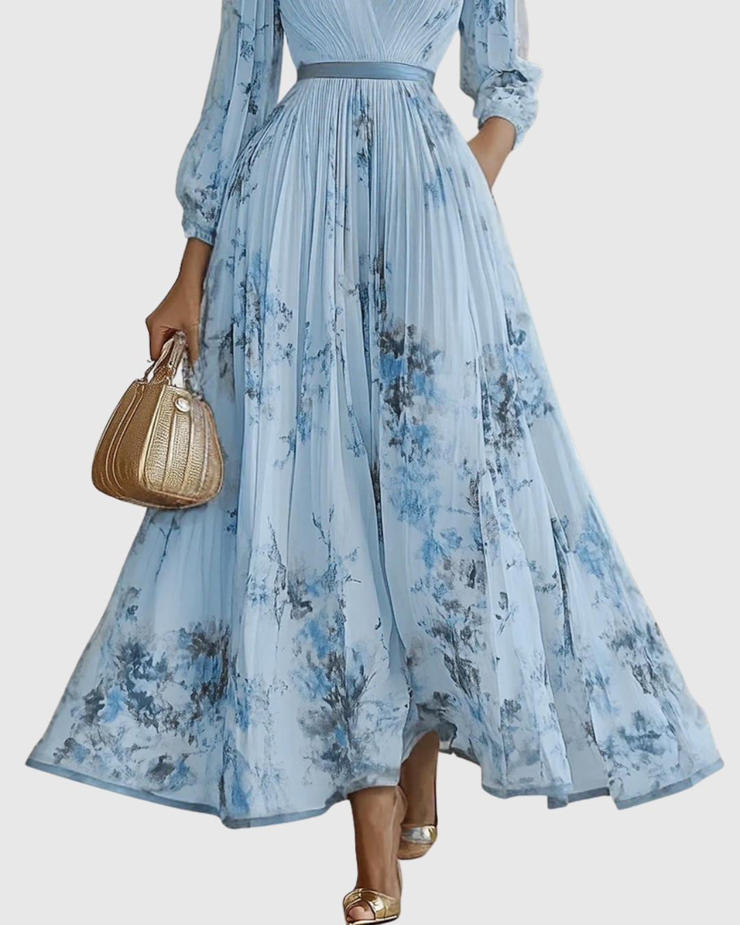 Bella | Womens Sleeveless Pleated Floral Midi Dress