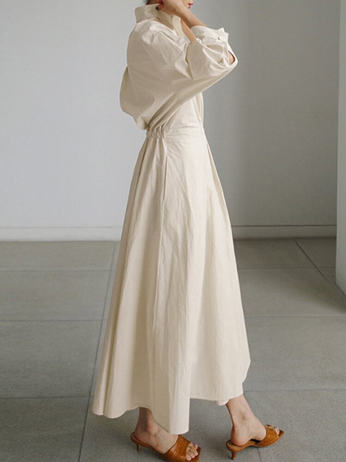 Camille | Women’s Belted Shirt Maxi Dress