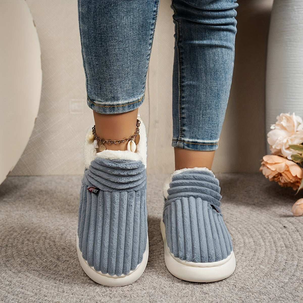 Amelia™ | Warm Wool-Lined Winter Slippers