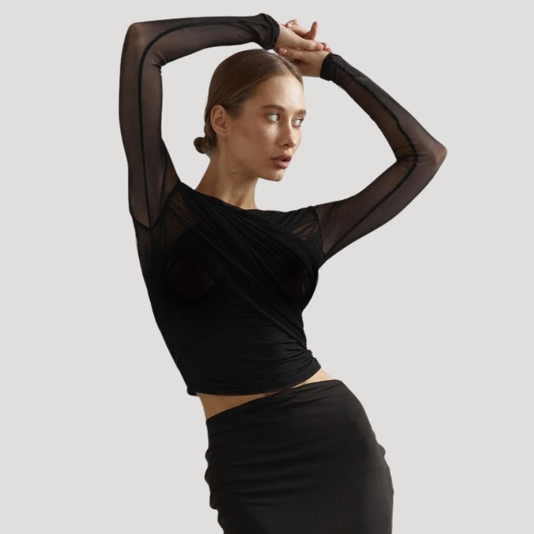 Paige | Women’s Spring Sheer Wrap Long-Sleeve Top