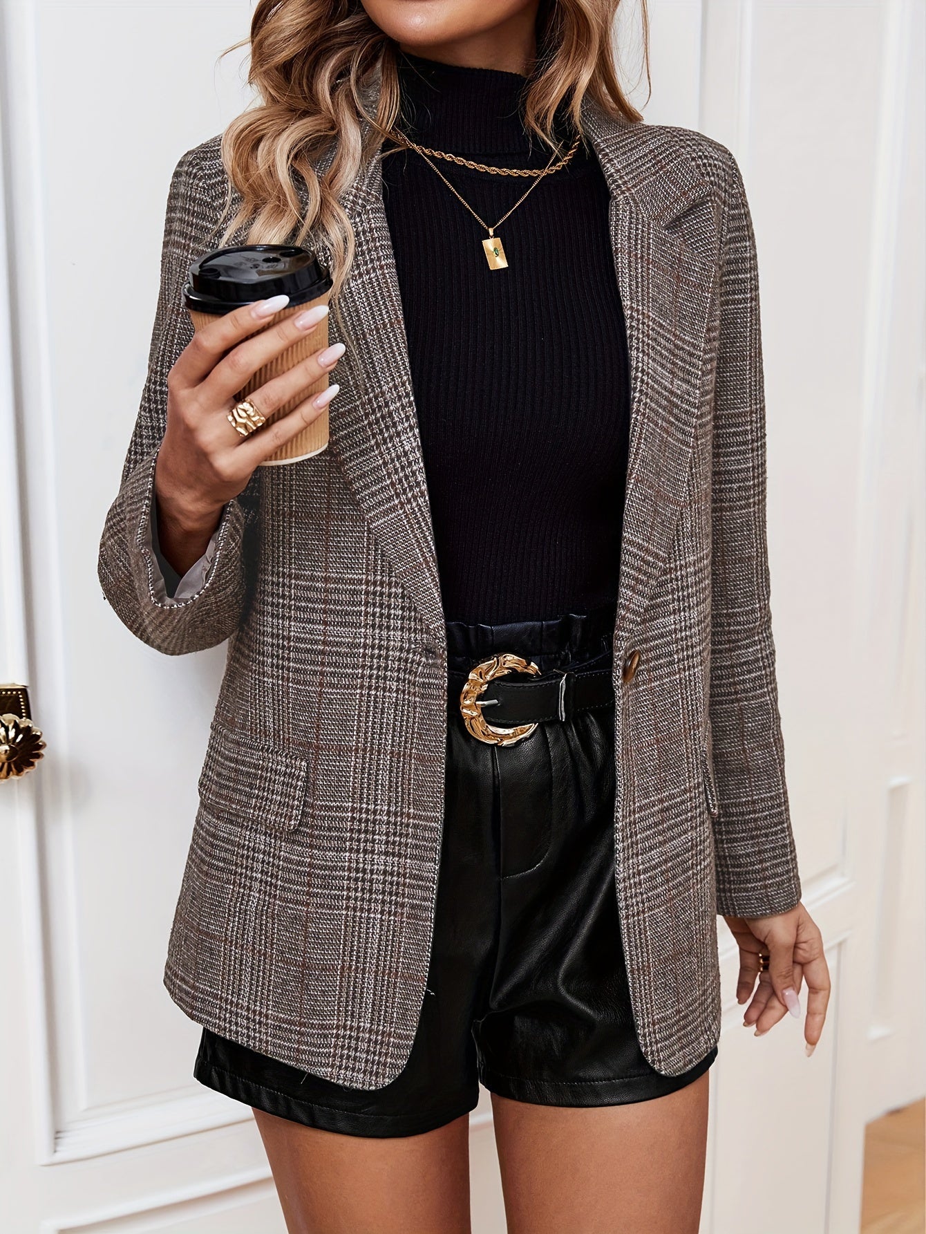Gabriella | Women's Plaid Long Sleeve Casual Blazer