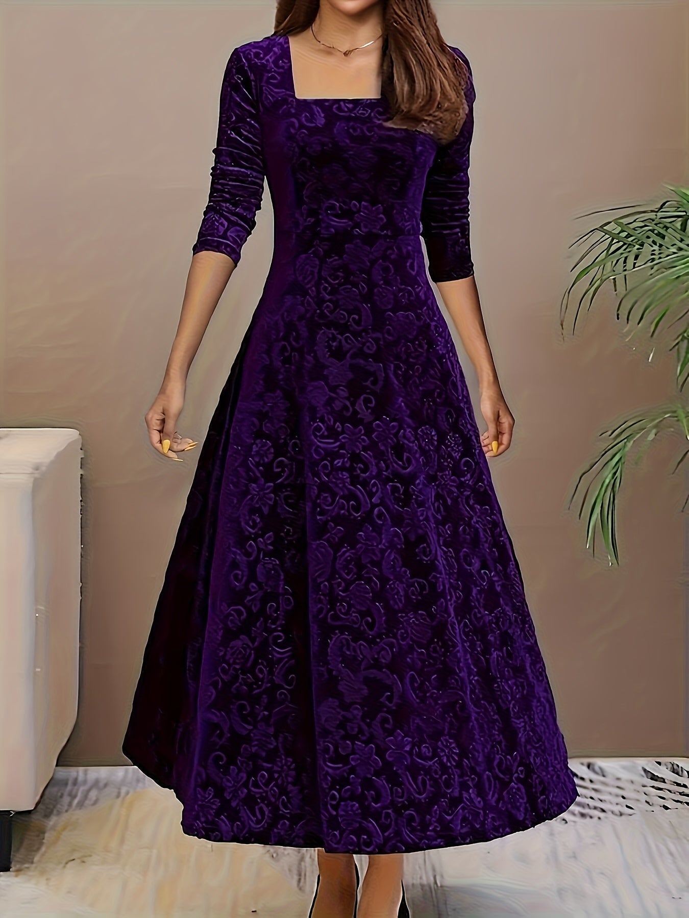 Bethany | Women’s Graceful Floral Design Midi Dress