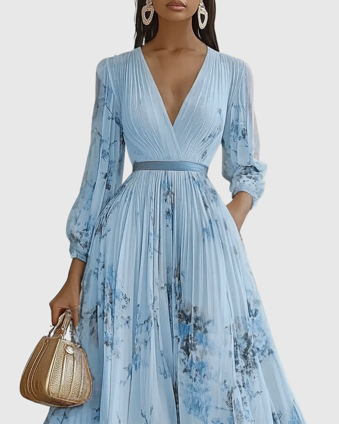 Bella | Womens Sleeveless Pleated Floral Midi Dress