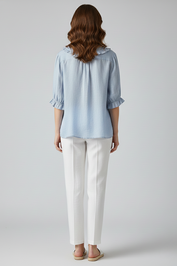 Emma | Women’s Casual Shirt with Ruffled Collar and Buttons