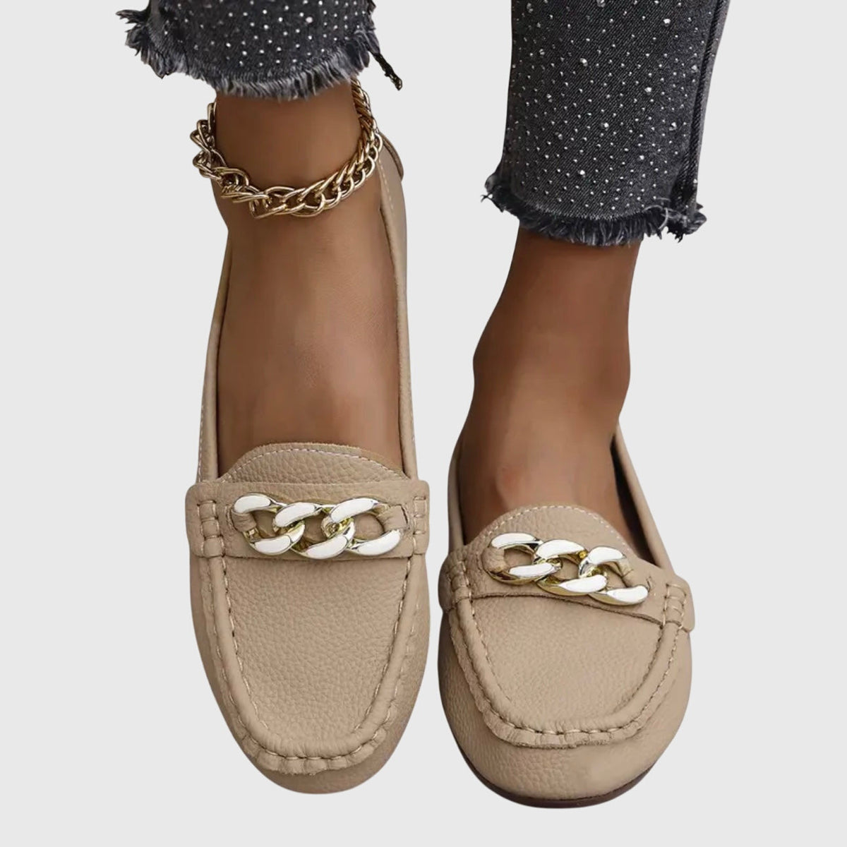 Melissa | Leather Loafers with Chain Detail for Women