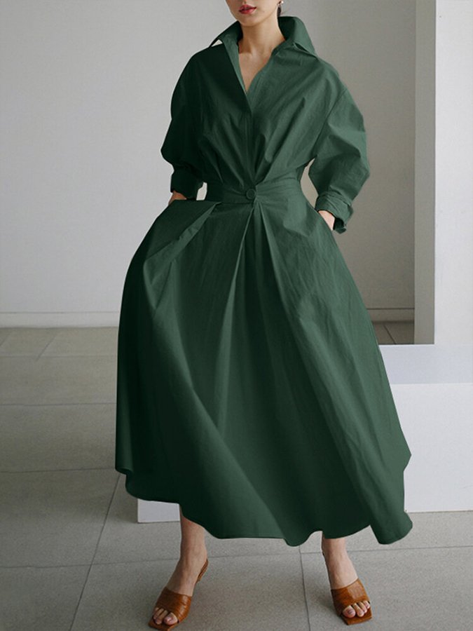 Camille | Women’s Belted Shirt Maxi Dress