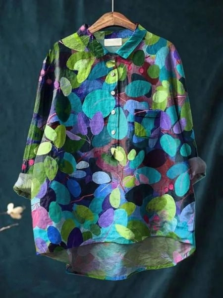 Bethany | Women Floral Button Front Pocket Blouse