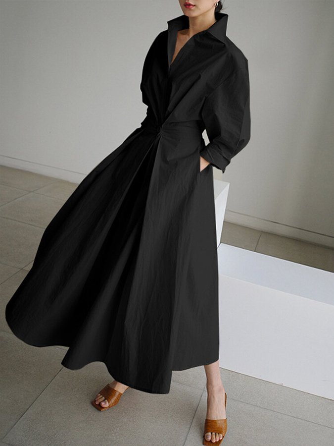 Camille | Women’s Belted Shirt Maxi Dress