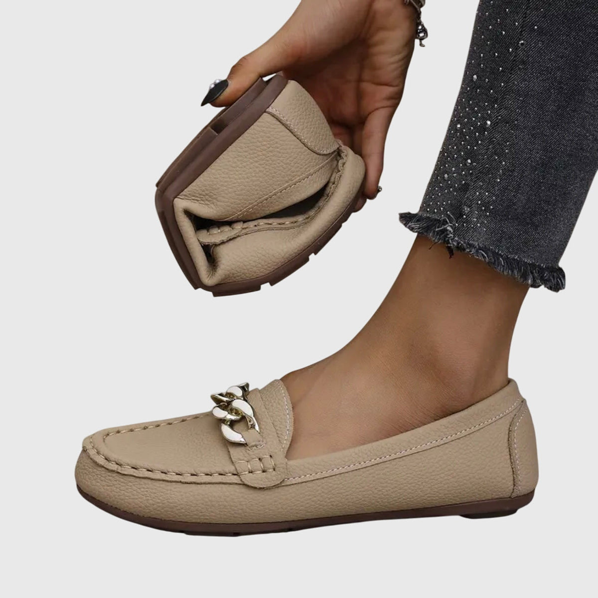 Melissa | Leather Loafers with Chain Detail for Women