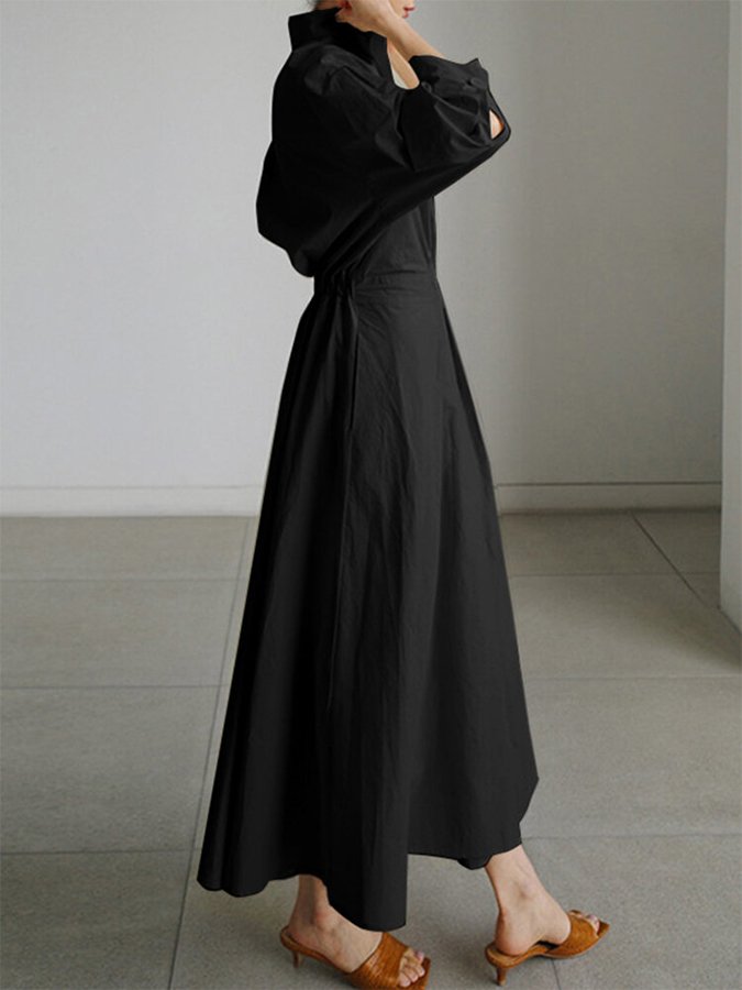Camille | Women’s Belted Shirt Maxi Dress