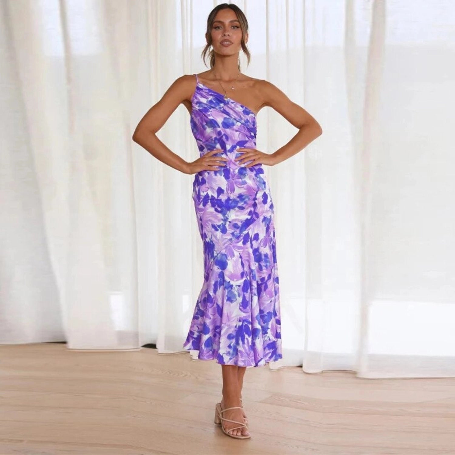 Gabriella | Women’s Summer Maxi Dress with Asymmetrical Cut and Floral Pattern