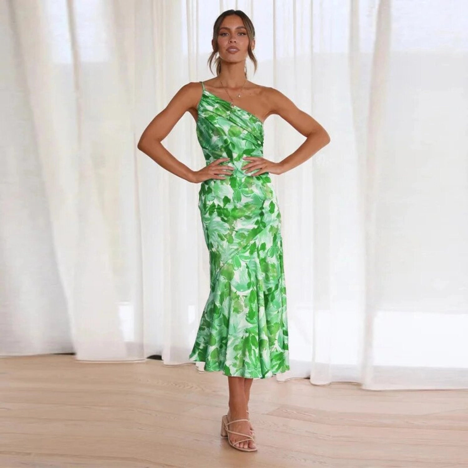 Gabriella | Women’s Summer Maxi Dress with Asymmetrical Cut and Floral Pattern