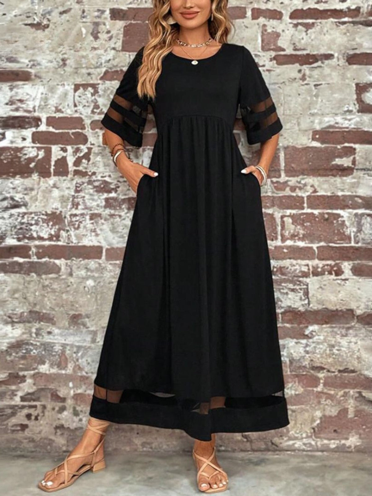 Isabella | Women Elegant Sheer Panel Maxi Dress