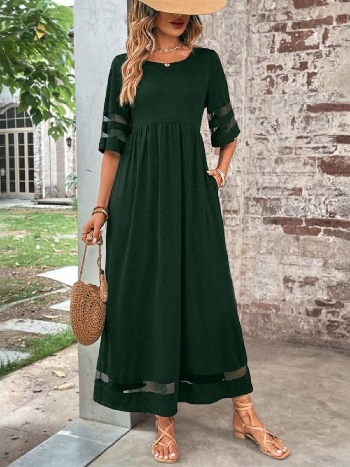 Isabella | Women Elegant Sheer Panel Maxi Dress