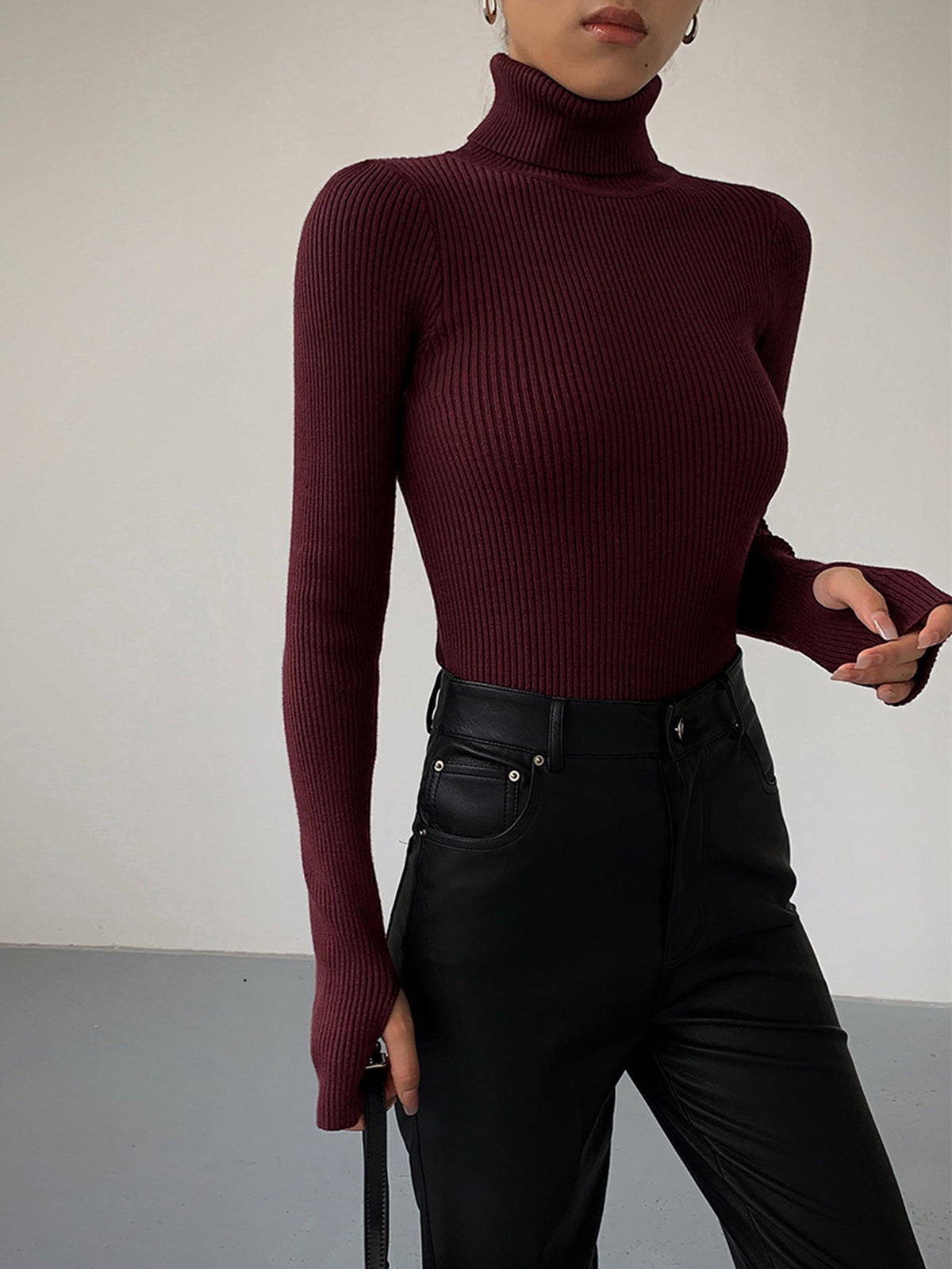 Ruby | Women’s Minimalist Slim Turtleneck Stretch Top