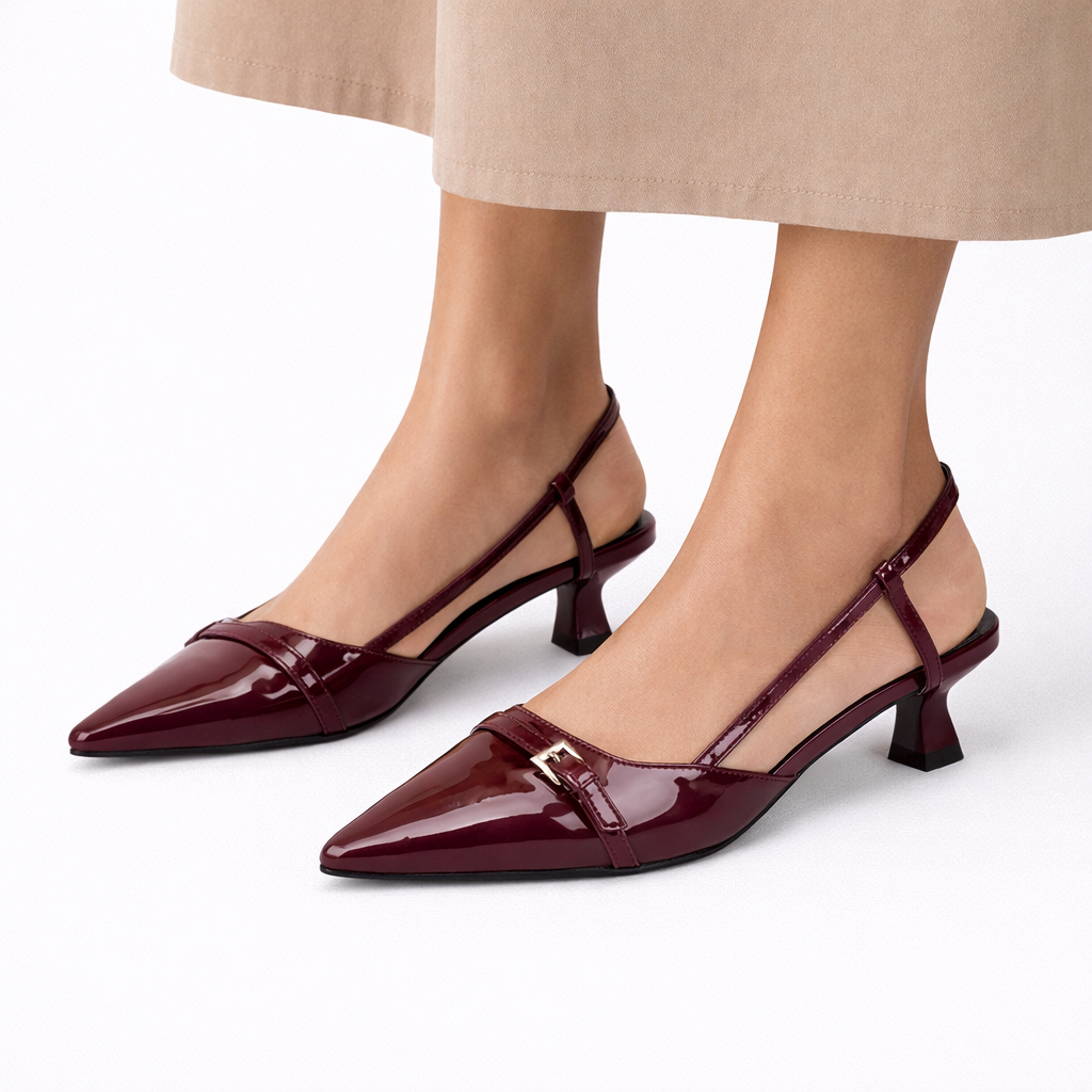 Women’s Patent Slingback Heels — Elegant Pointed Toe
