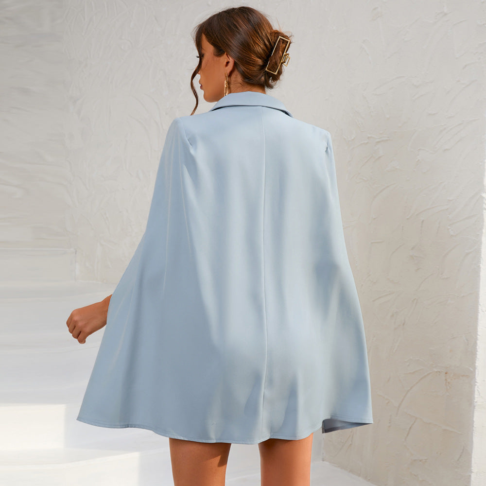 Madeline | Women Double Breasted Cape Dress with Belt