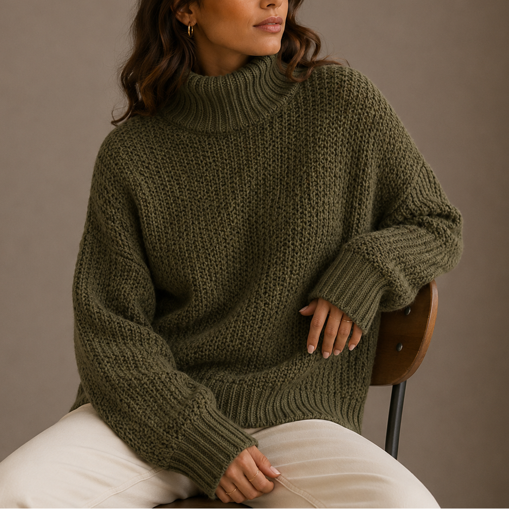 Women's Chunky Turtleneck Sweater – Oversized Knit Jumper
