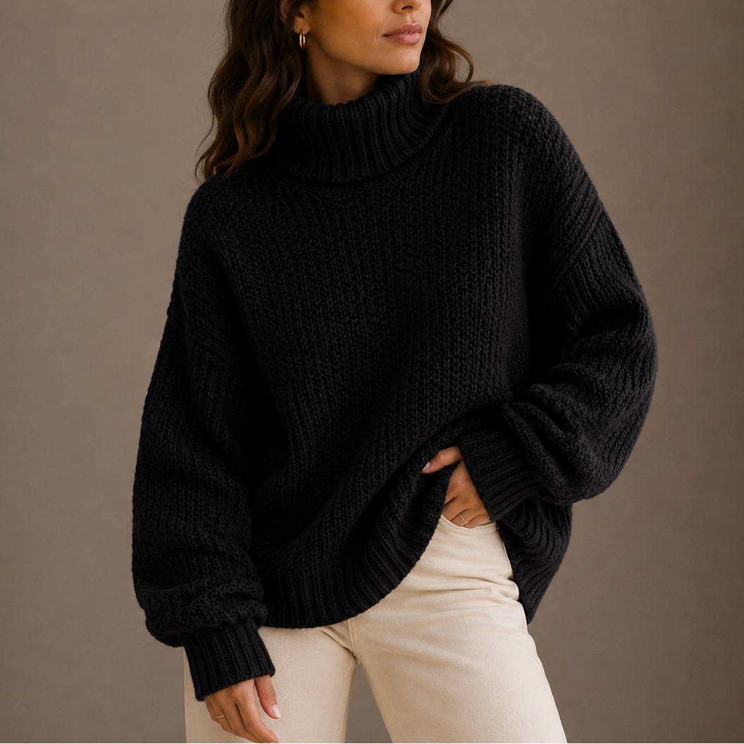 Women's Chunky Turtleneck Sweater – Oversized Knit Jumper