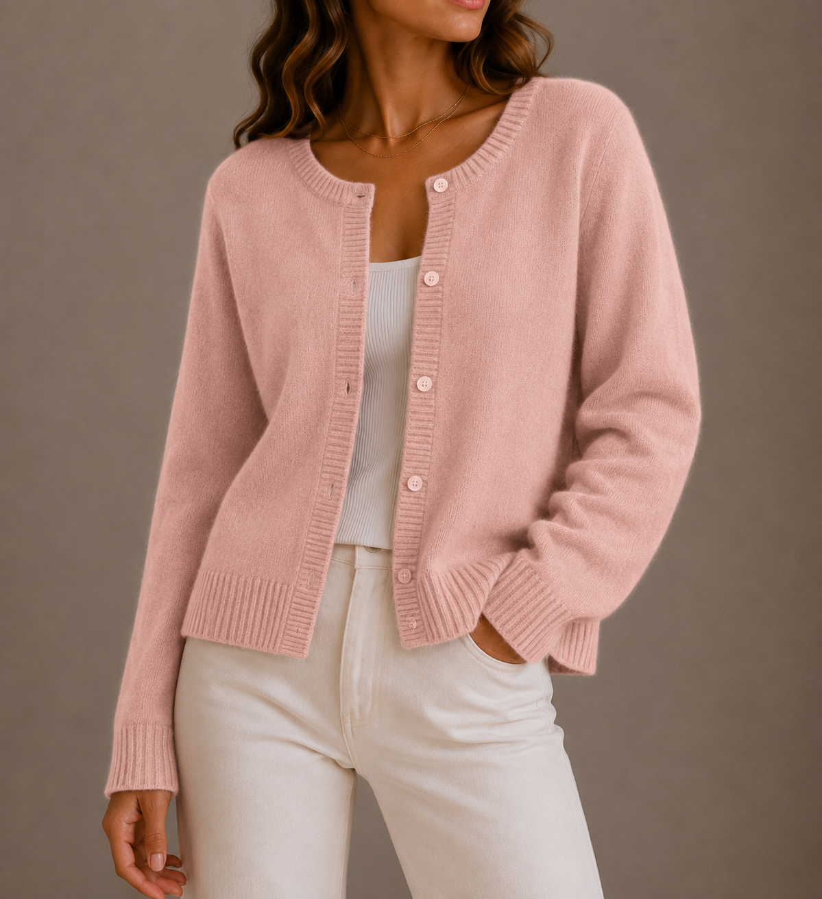Women's Knit Cardigan – Soft Button-Up Long Sleeve Round Neck Sweater