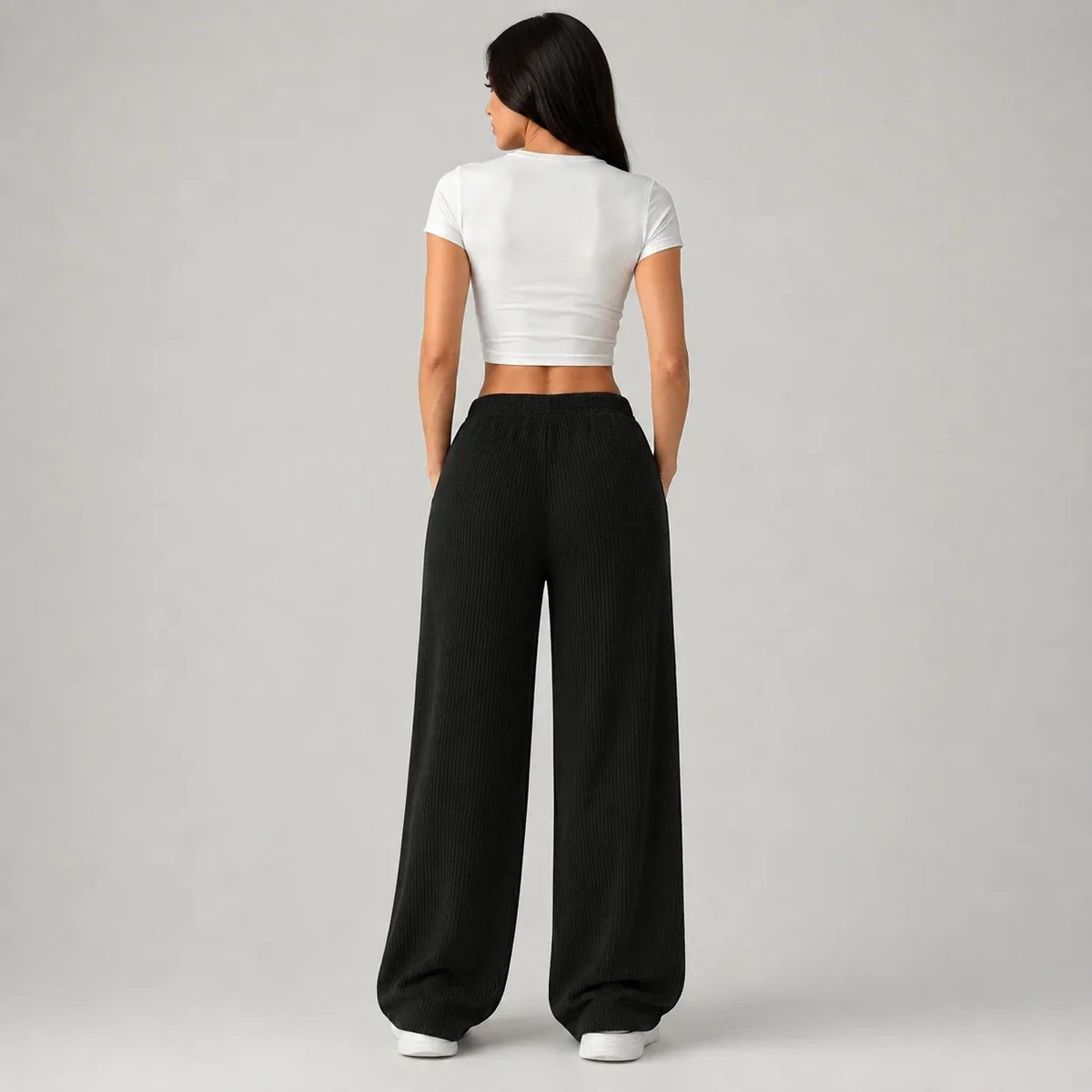 Women's Ribbed Wide Leg Drawstring Lounge Pants