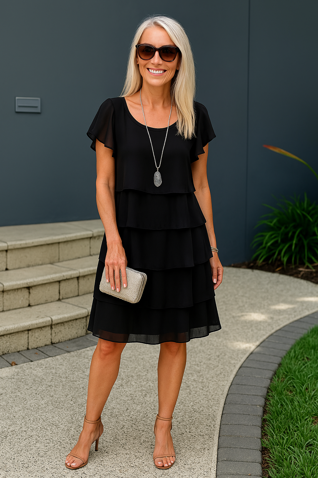 Karen | Women’s Short Sleeve Layered Midi Dress