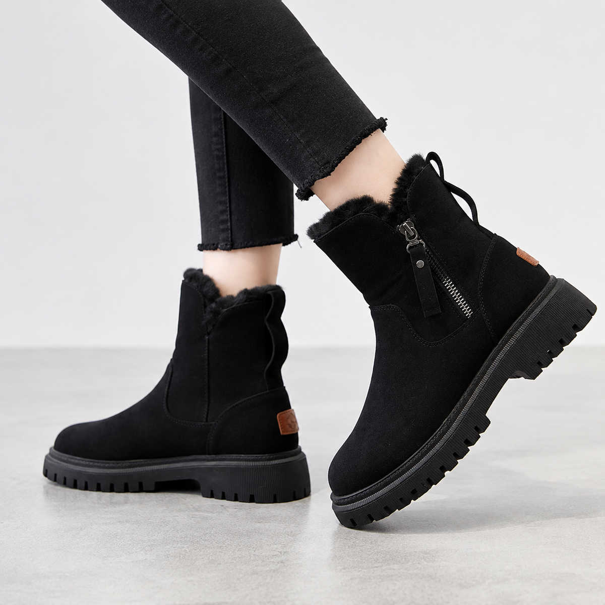 Women's Winter Ankle Boots | Faux Fur Lined Chunky Sole Boots