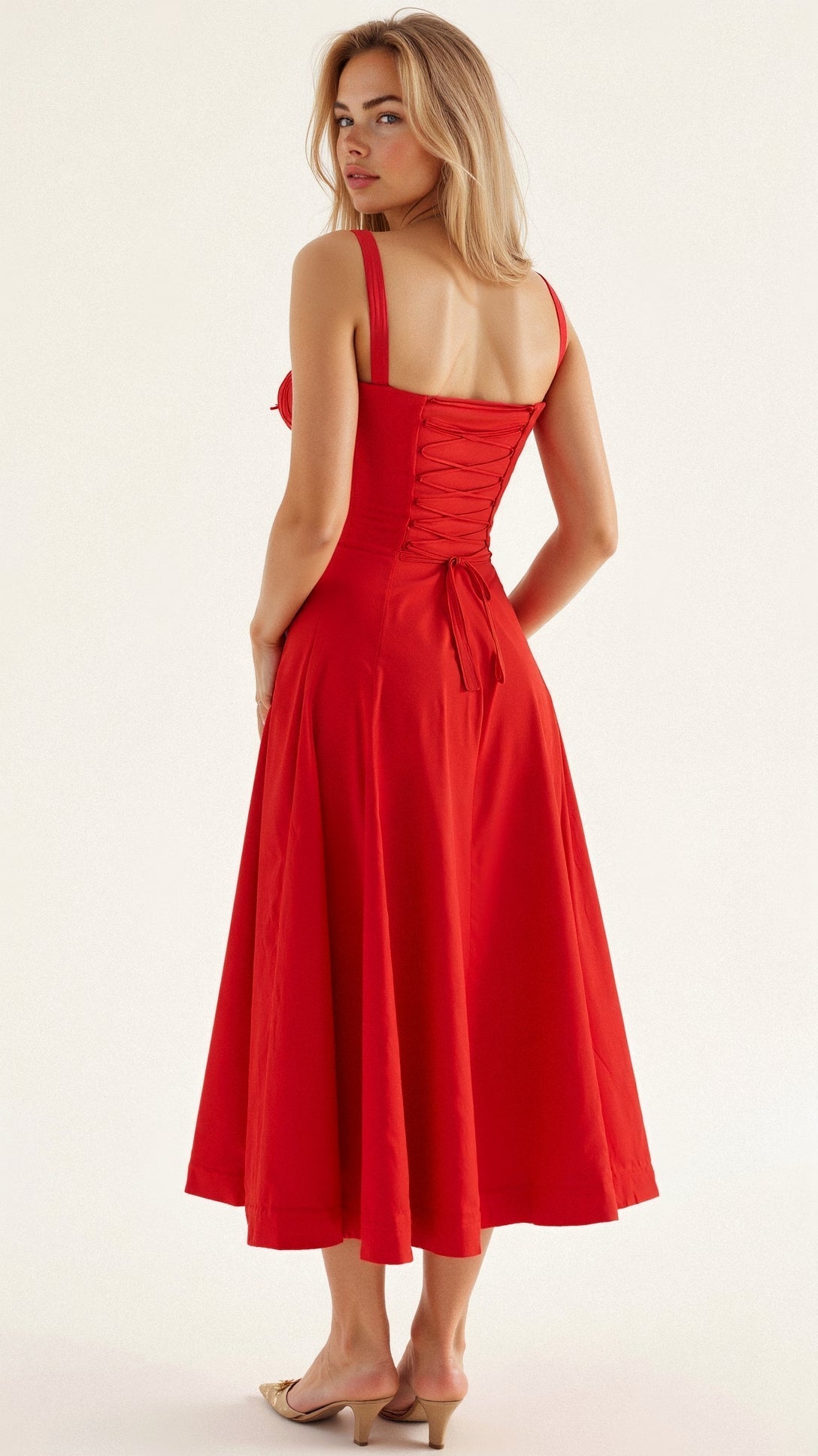 Emily | Women’s Corset Midi Dress Flowing Skirt