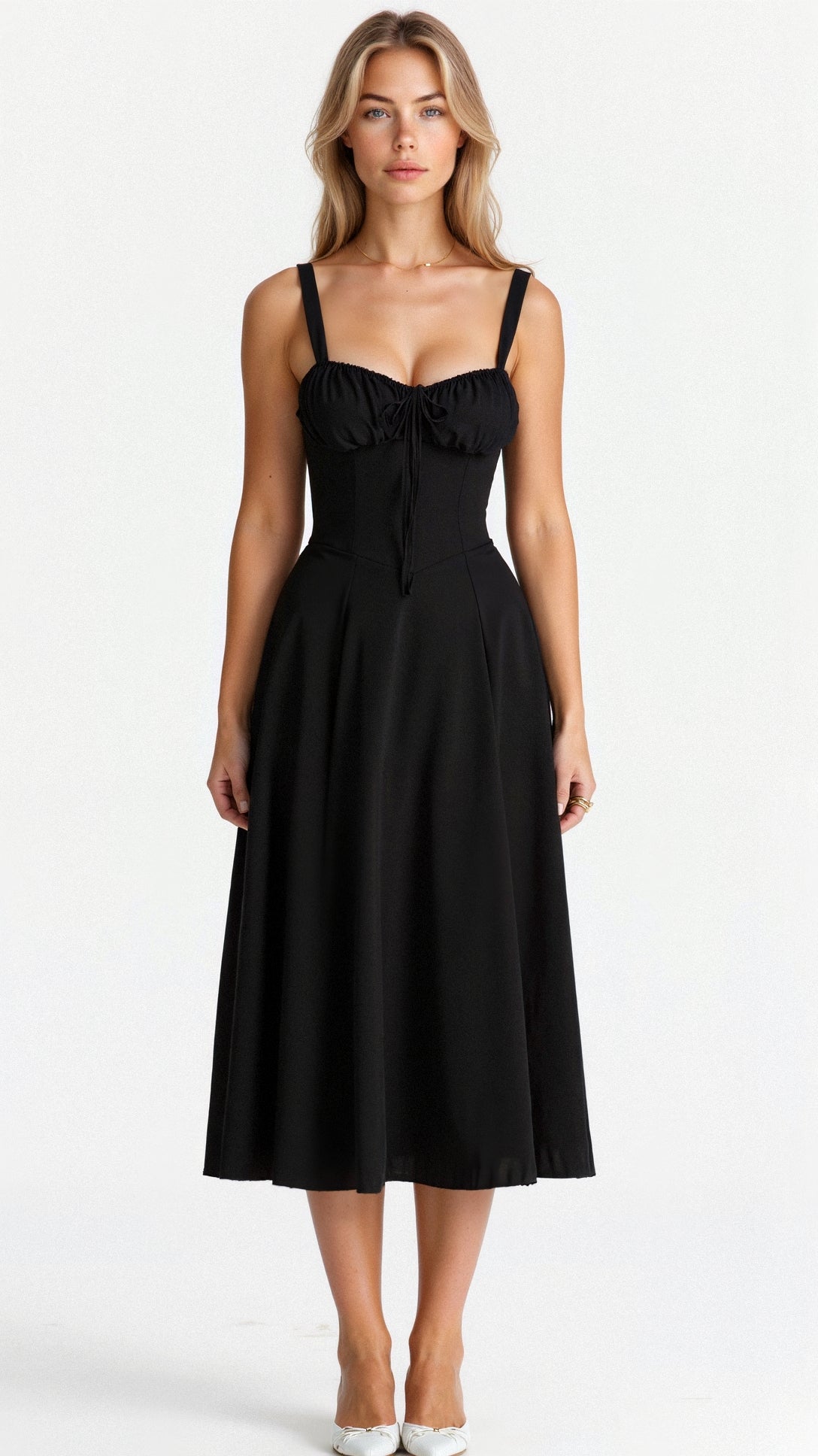 Emily | Women’s Corset Midi Dress Flowing Skirt