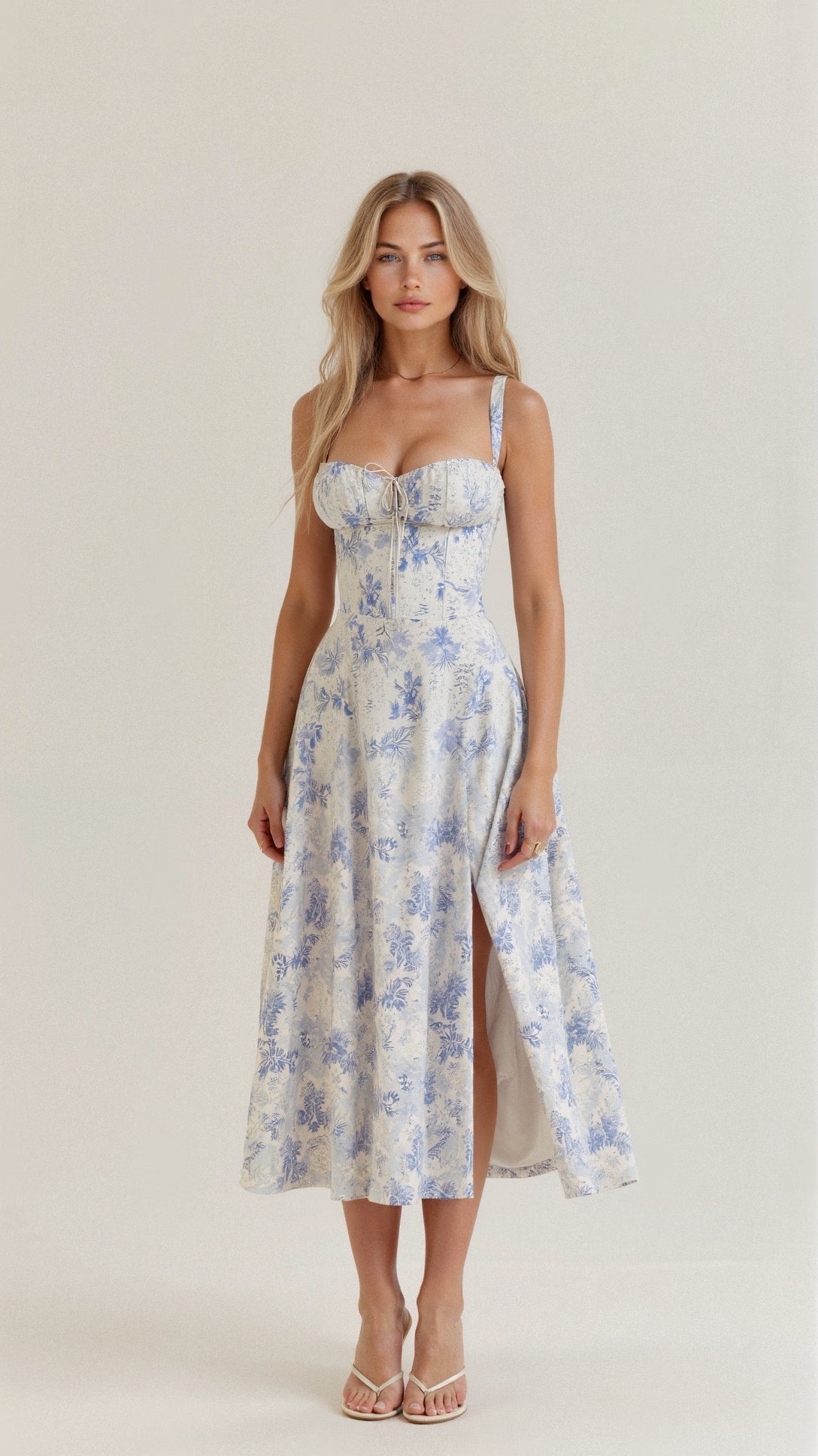 Emily | Women’s Corset Midi Dress Flowing Skirt