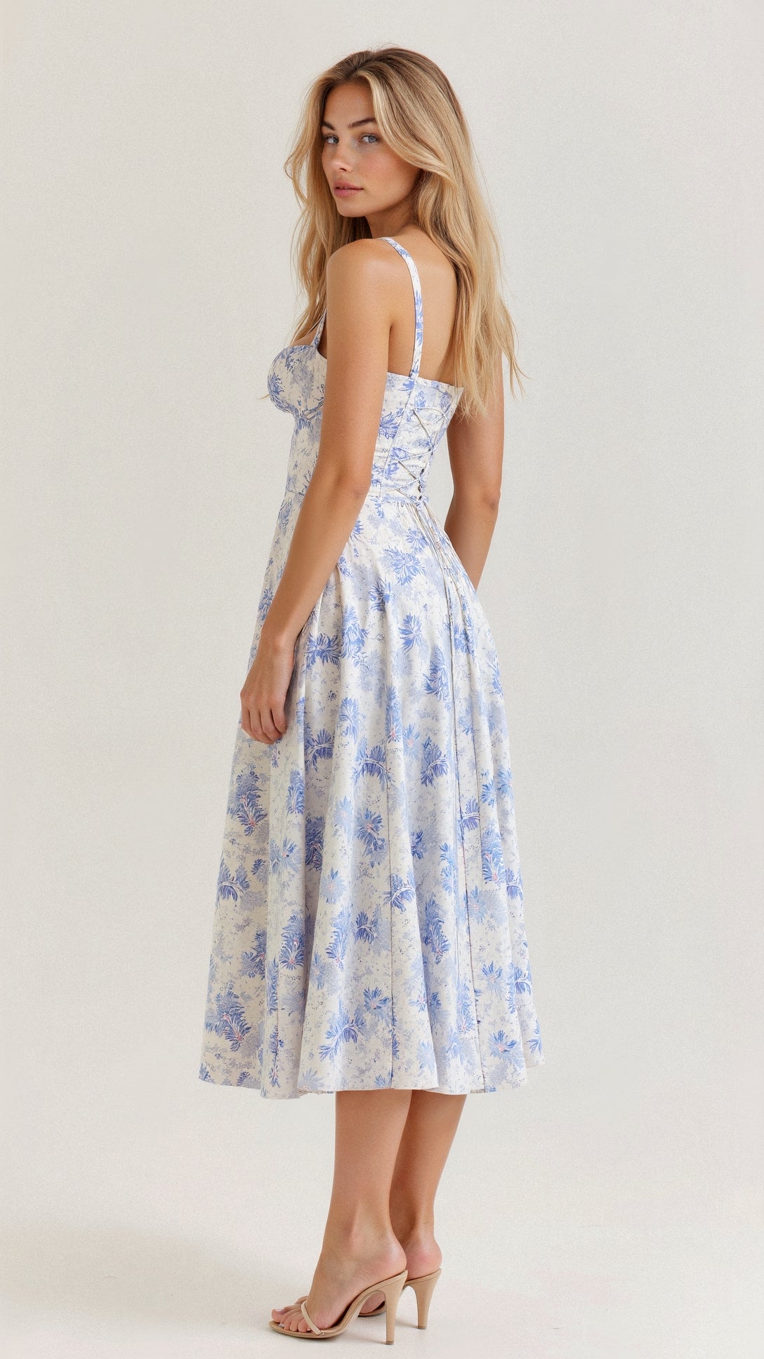 Emily | Women’s Corset Midi Dress Flowing Skirt