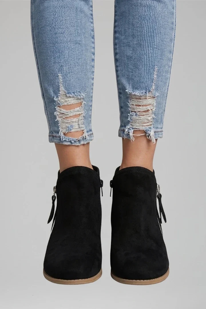 Noah | Suede Side Zipper Ankle Boots