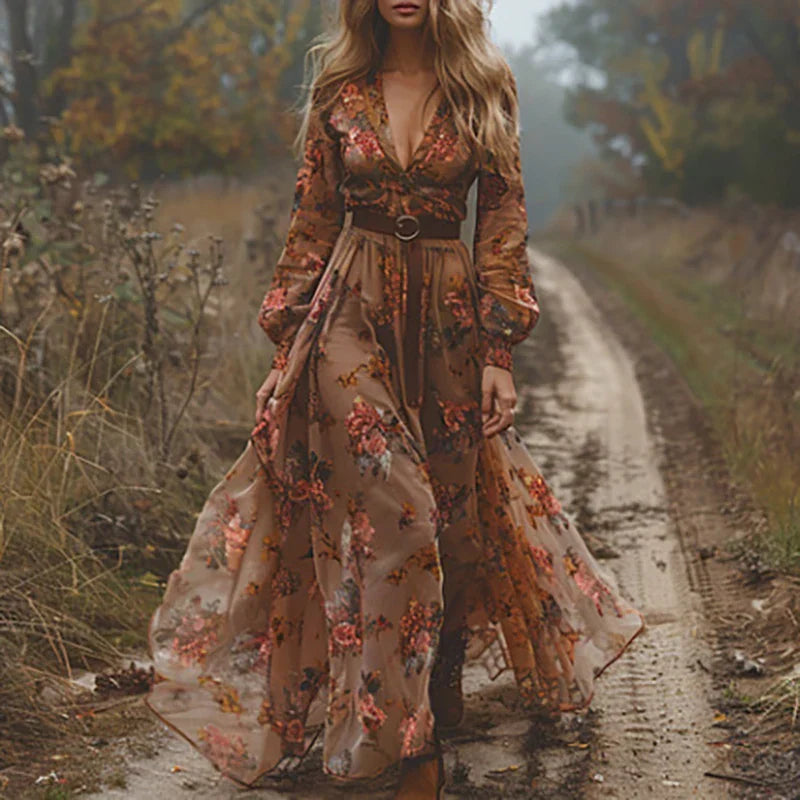 Freya | Women’s Floral Long Sleeve Maxi Dress