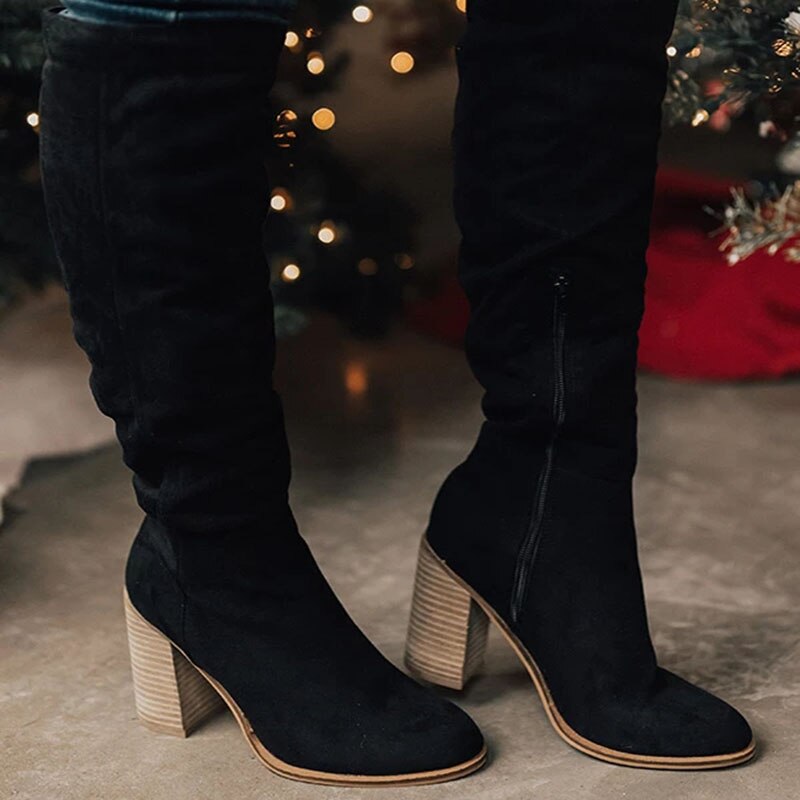 Ella | Thigh High Chunky Heel Boots Women