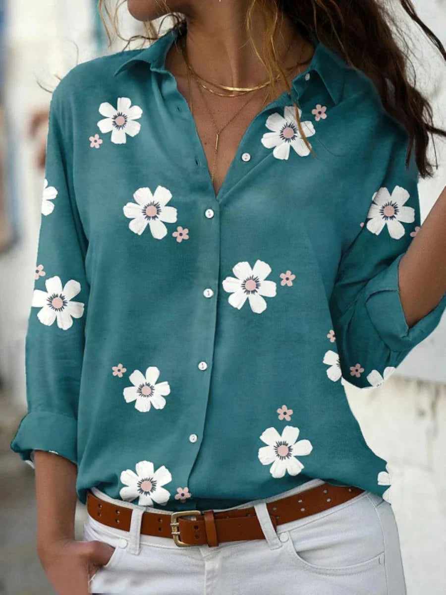 Ella | Women's Floral Button Up Long Sleeve Shirt Top
