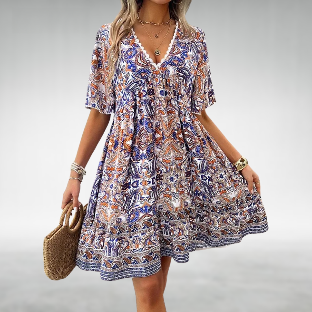 Erica | Women Summer Boho Paisley Mini Dress