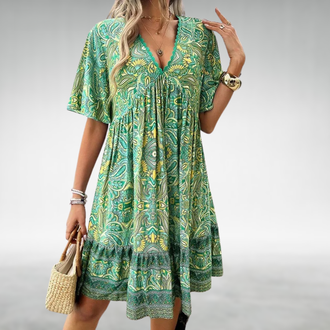 Erica | Women Summer Boho Paisley Mini Dress