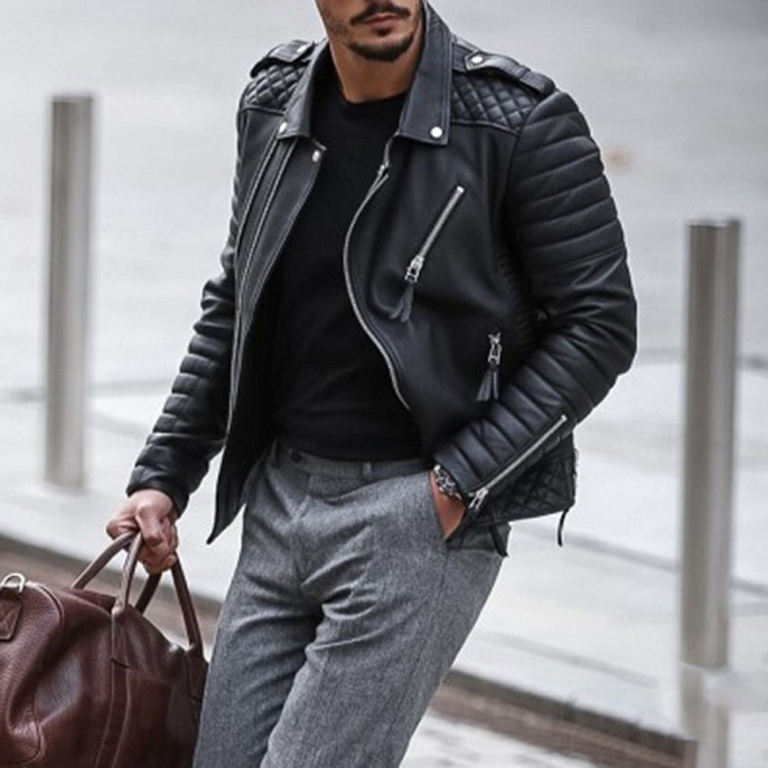 Dylan | Men’s Trendy Zip-Up Quilted Moto Jacket