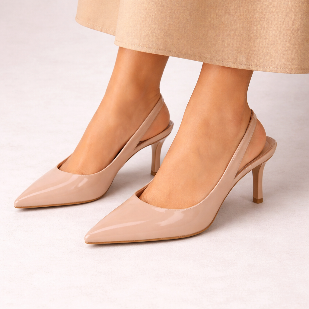 Women’s Elegant Black Slingback Heels – Pointed Toe