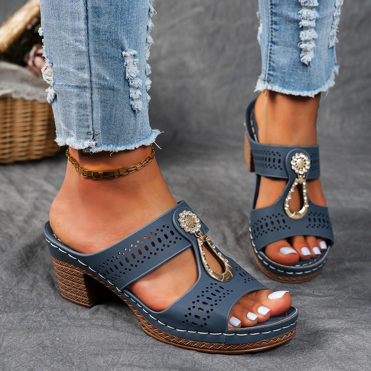 Finley | Women's Orthopedic Rhinestone Flat Sandals