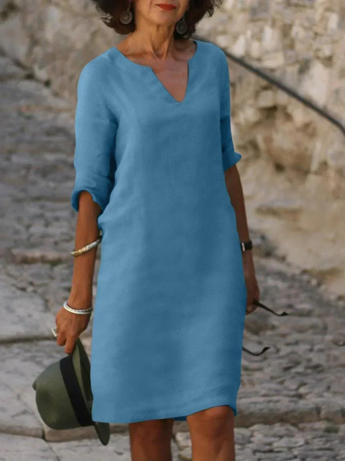 Amelia | Women’s Elegant Notch Neck Midi Dress